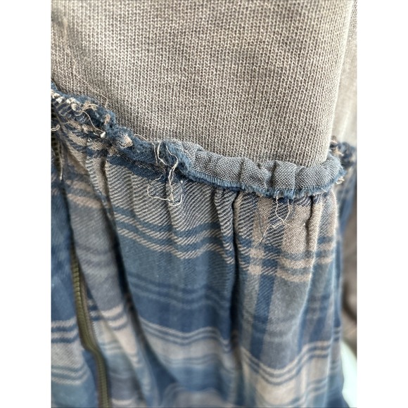 Lucky Brand Women's XS Brown Blue Distressed Plaid Full Zip‎ Lightweight Jacket - Picture 7 of 15